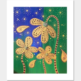 Gold Flowers Posters and Art